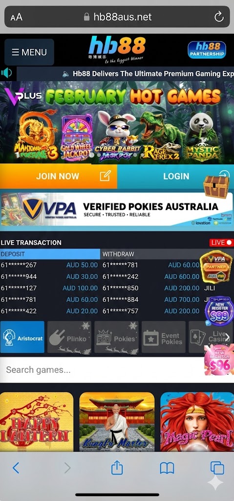 HB88 Mobile Casino Interface